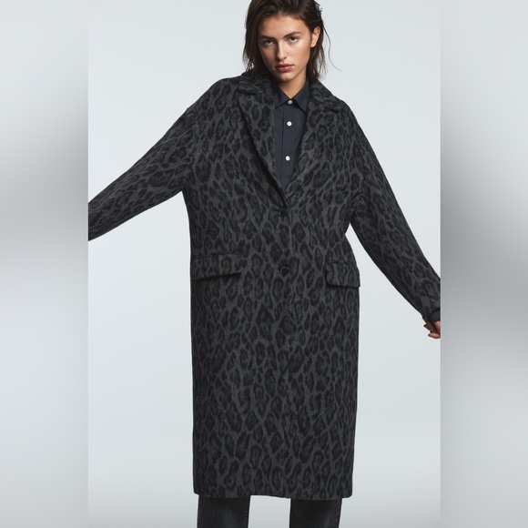 Zara WOOL BLEND PRINTED COAT - Picture 11 of 14
